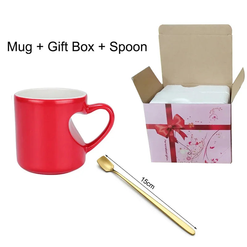 New DIY Photo mug best gift for friends Changing Color Love heart Mug unique Ceramic Coffee Cup custom your photo on Tea