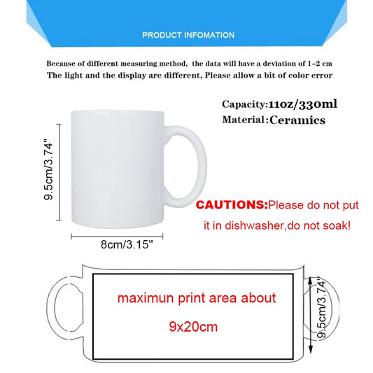 Customized Mug with Photo Text Logo, Personalized Coffee Cup, Exquisite Gift for Family, DIY Print, Text, Family, Exquisite