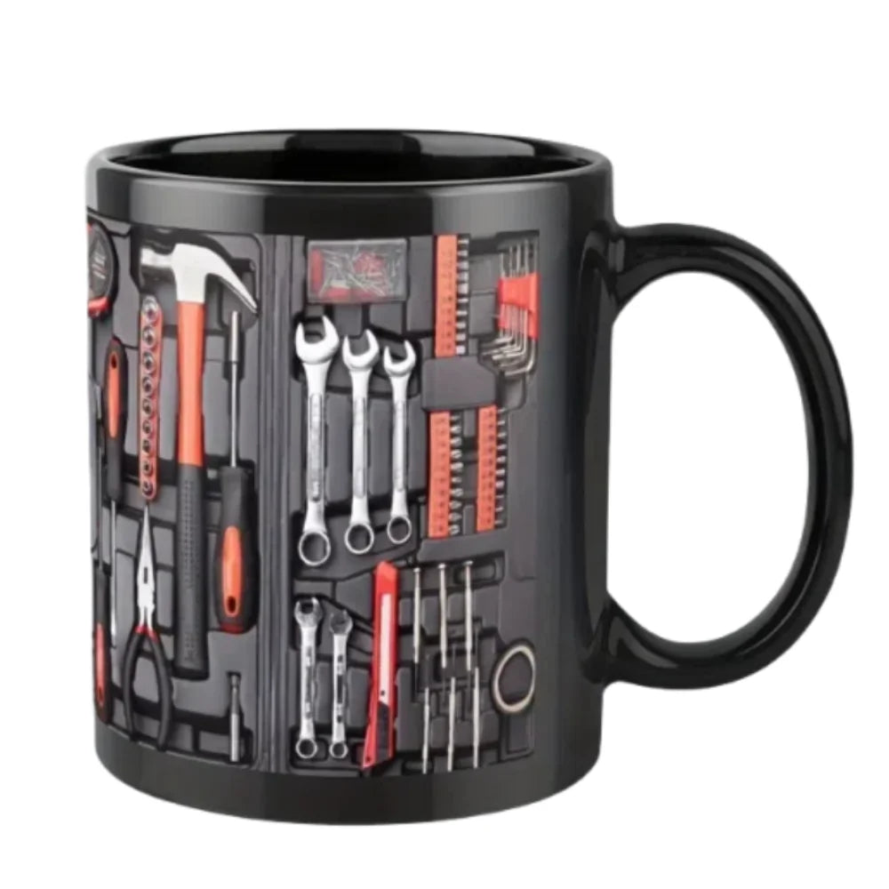 Funny 325ml Coffee Mug Toolbox Design Wrench Pattern Mechanic Water Cup Sturdy Ceramic Mechanic Mug Auto/Car Mechanic Gift