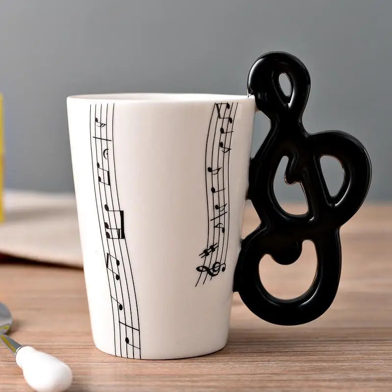 Ceramic Cup Music Creative Water Cup Musical Note Mug Gift Coffee Cup Musical Instrument Handle