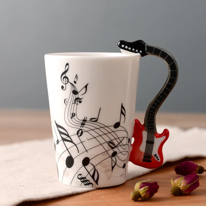 Ceramic Cup Music Creative Water Cup Musical Note Mug Gift Coffee Cup Musical Instrument Handle