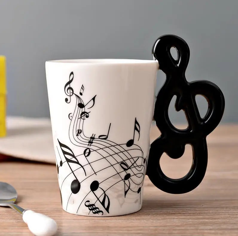 Ceramic Cup Music Creative Water Cup Musical Note Mug Gift Coffee Cup Musical Instrument Handle