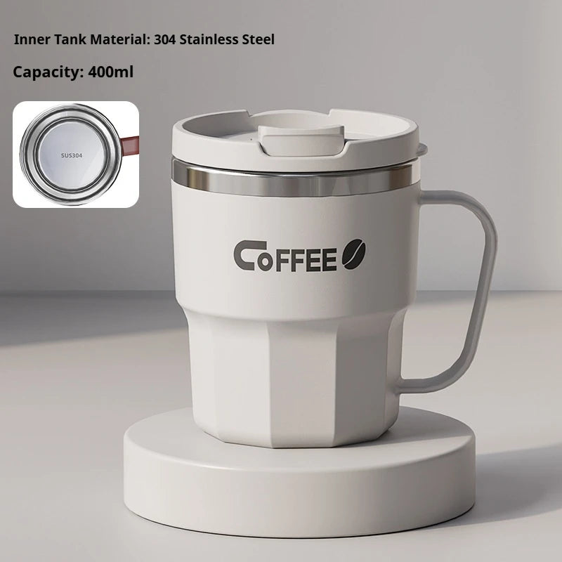 400ML Milk Coffee Mug Stainless Steel Coffee Mug With Handle Portable Double Layer Sealed Leak-proof Drinking Thermal Water Cup