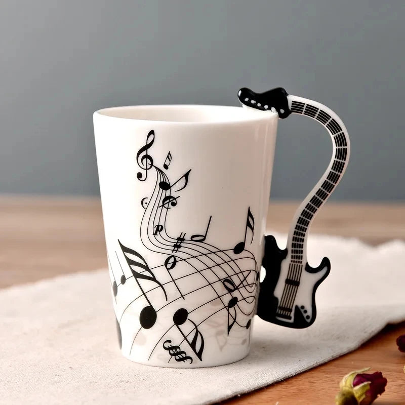 Ceramic Cup Music Creative Water Cup Musical Note Mug Gift Coffee Cup Musical Instrument Handle