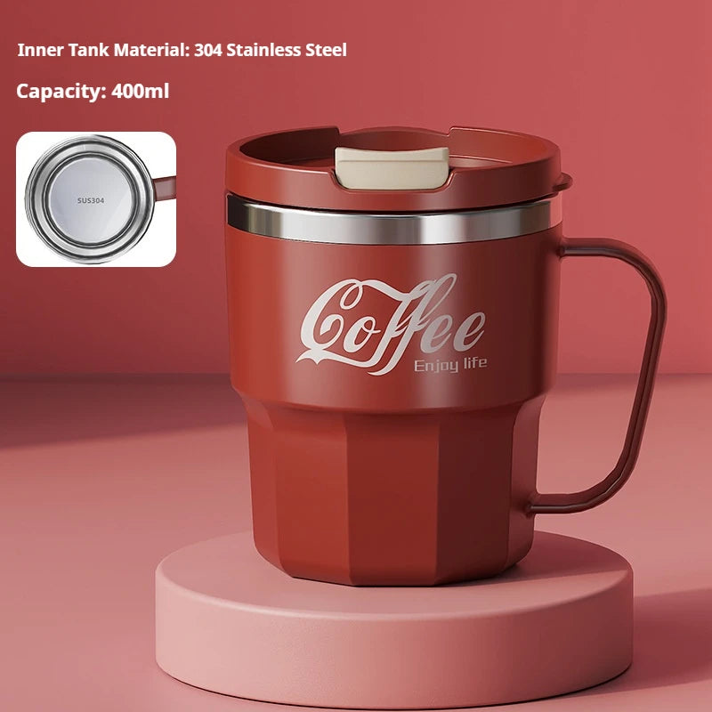 400ML Milk Coffee Mug Stainless Steel Coffee Mug With Handle Portable Double Layer Sealed Leak-proof Drinking Thermal Water Cup