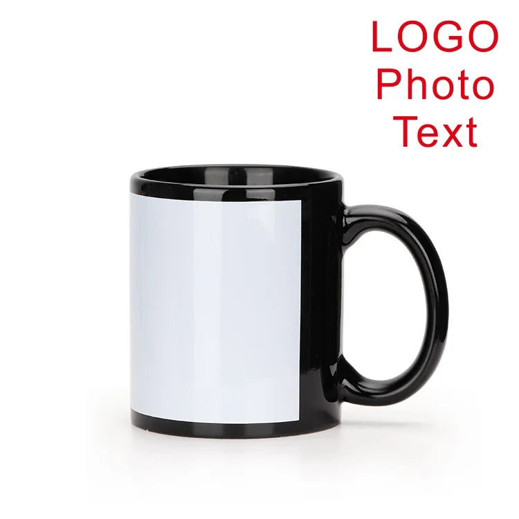 350ML Black Cup Ceramic Mug Custom DIY Text Photo Picture Logo Coffee Milk Personalized Gift for Friends Relatives and Lovers