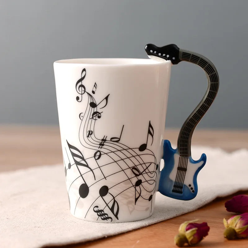 Ceramic Cup Music Creative Water Cup Musical Note Mug Gift Coffee Cup Musical Instrument Handle