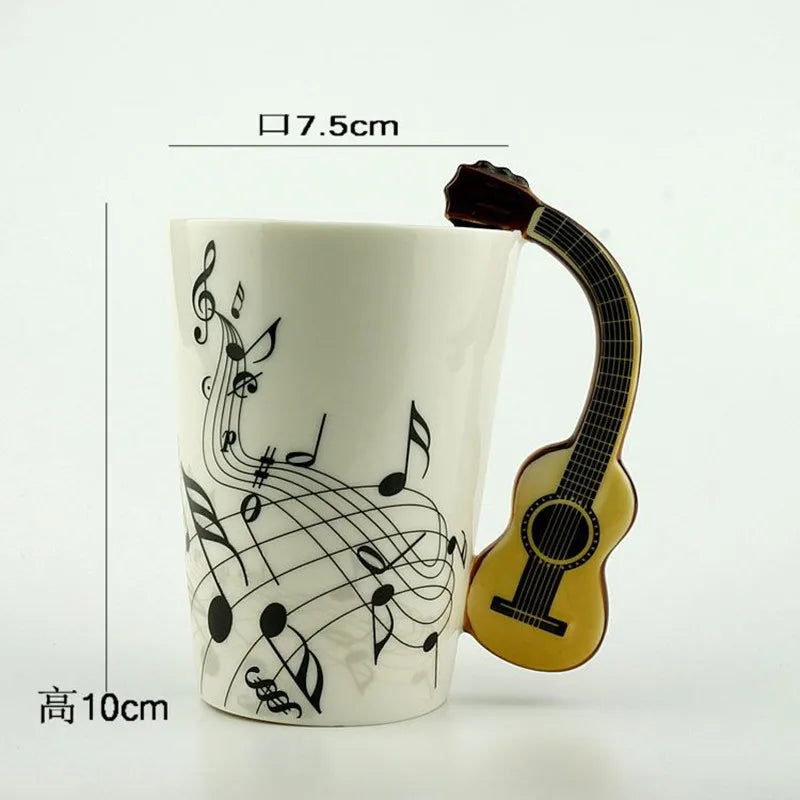 Ceramic Cup Music Creative Water Cup Musical Note Mug Gift Coffee Cup Musical Instrument Handle