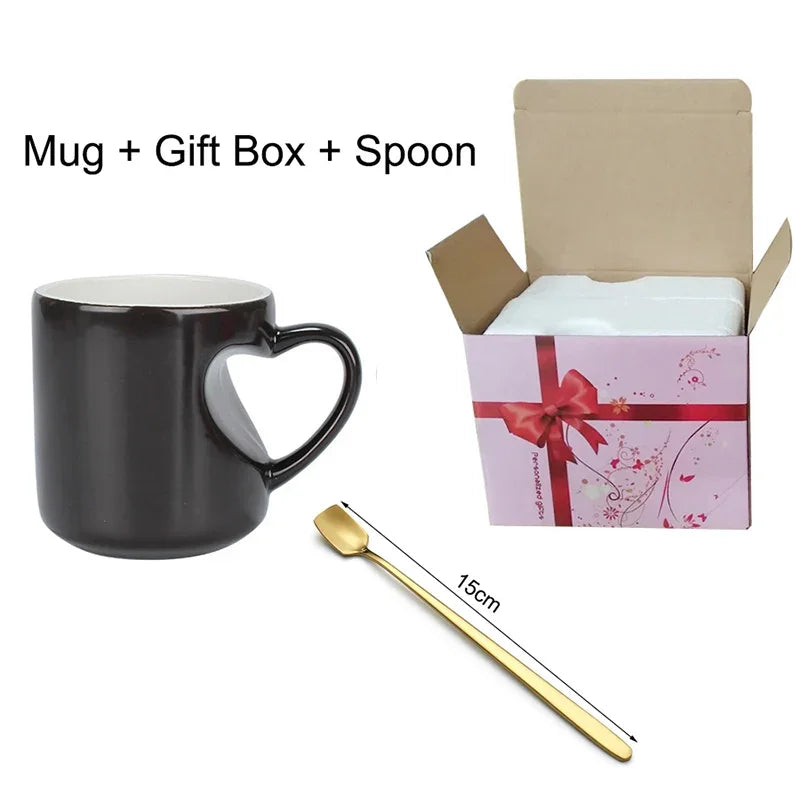 New DIY Photo mug best gift for friends Changing Color Love heart Mug unique Ceramic Coffee Cup custom your photo on Tea