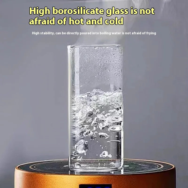 Coffee Mug for Drinkware Glass Water CupSquare Heat Resistant Coffee Glass Cup with Lid Straw Transparent Milk Tea Juice Cups
