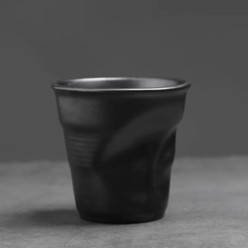 Creative Coarse Ceramic Coffee Cups Retro Irregular Folded Ceramic Mug 3oz 90ml