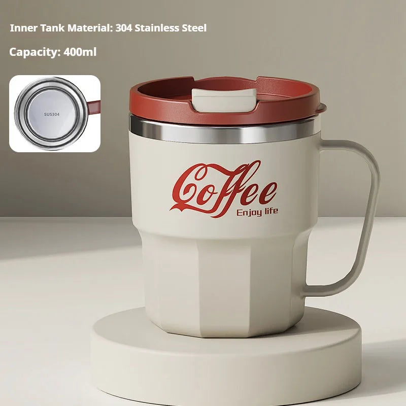 400ML Milk Coffee Mug Stainless Steel Coffee Mug With Handle Portable Double Layer Sealed Leak-proof Drinking Thermal Water Cup